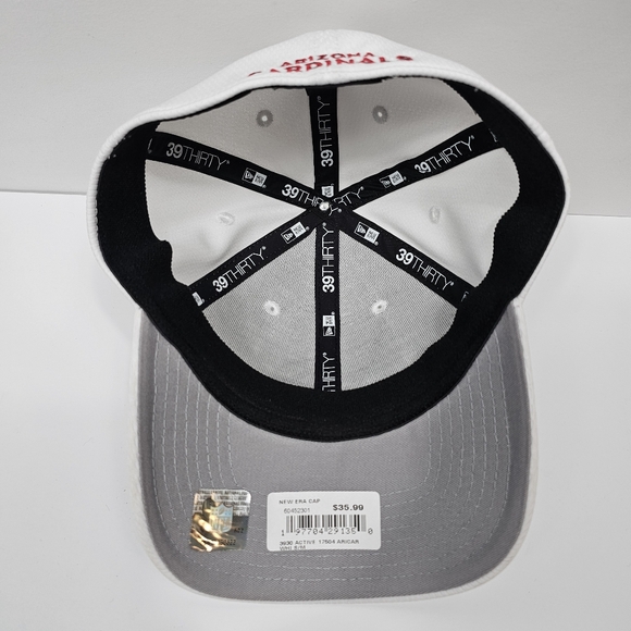NWT New Era White Arizona Cardinals Active 39THIRTY Flex Hat S-M Mid Crown - Picture 13 of 14